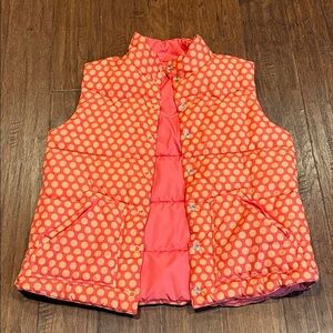 Large ROPER Reversible Orange Polka Dot Cowgirl Puffer Vest